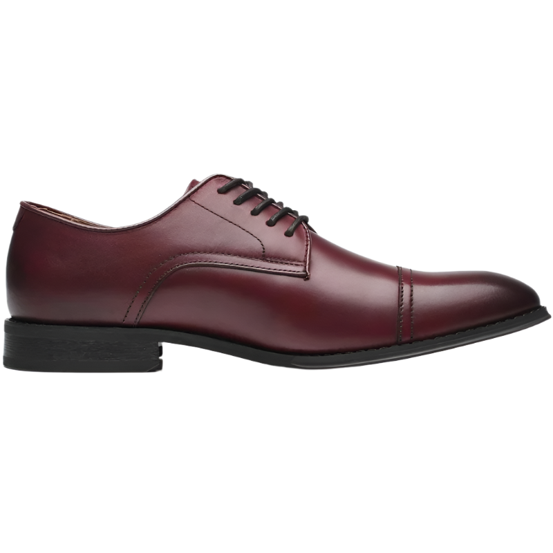 Classic Men's Leather Cap Toe Oxfords – Elegant Lace-Up Dress Shoes