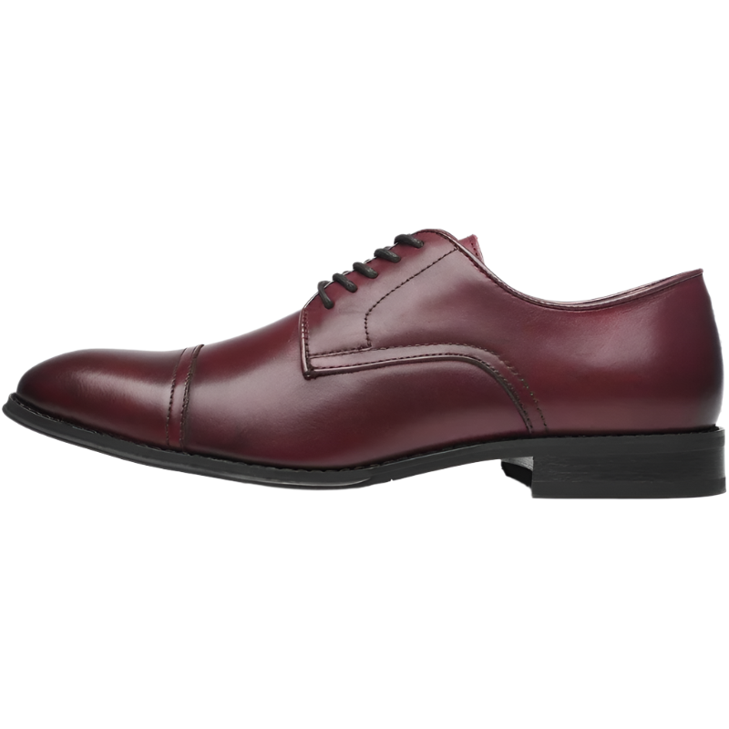 Classic Men's Leather Cap Toe Oxfords – Elegant Lace-Up Dress Shoes