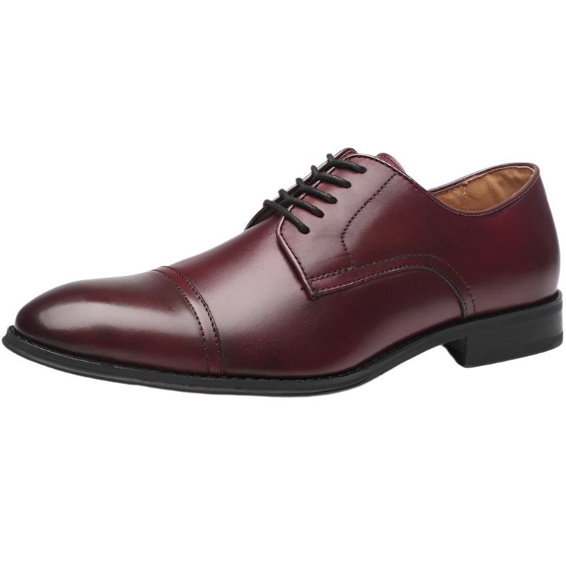 Classic Men's Leather Cap Toe Oxfords – Elegant Lace-Up Dress Shoes